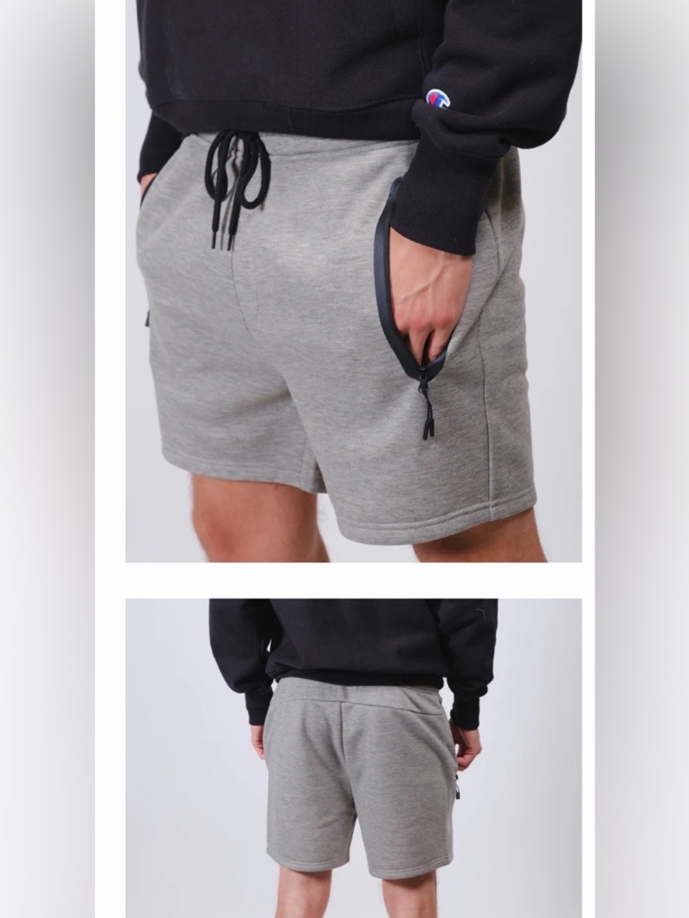 Brooklyn Cloth Grey Athletic Drawstring Zipper 7” Shorts